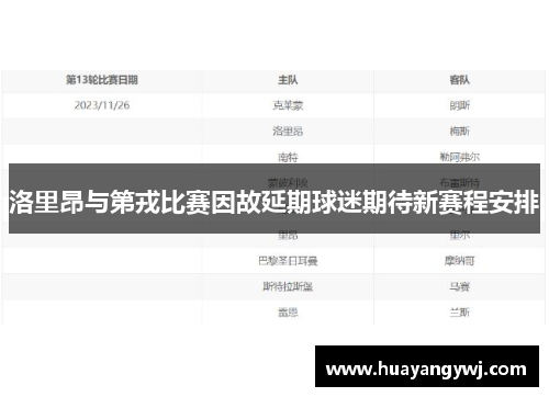 洛里昂与第戎比赛因故延期球迷期待新赛程安排